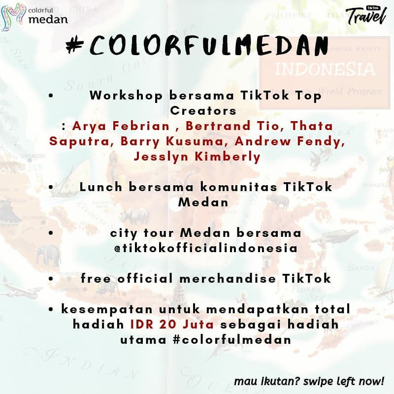 pemko_medan's tweet photo. Colorful Medan.. Ahooi 
.
Tik-Tok Travel
Goes to Medan

Ayoo anak medan... 
ikuti TikTok Challenge khusus  #COLORFULMEDAN ...

Buat video tiktok terbaikmu dan tunjukan hal-hal yang " MEDAN BANGET " dengan stiker khusus "INDONESIA BANGET"... https://t.co/q9N40eWgUO