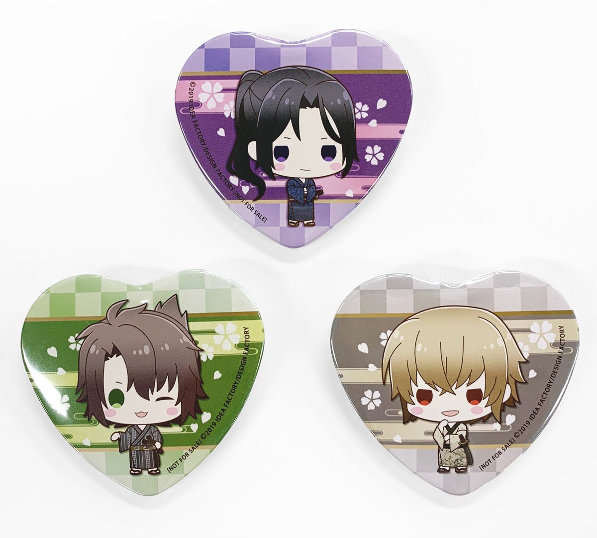 アニメイトポイント景品 「薄桜鬼 真改 月影ノ抄」ハート型缶バッジ3個