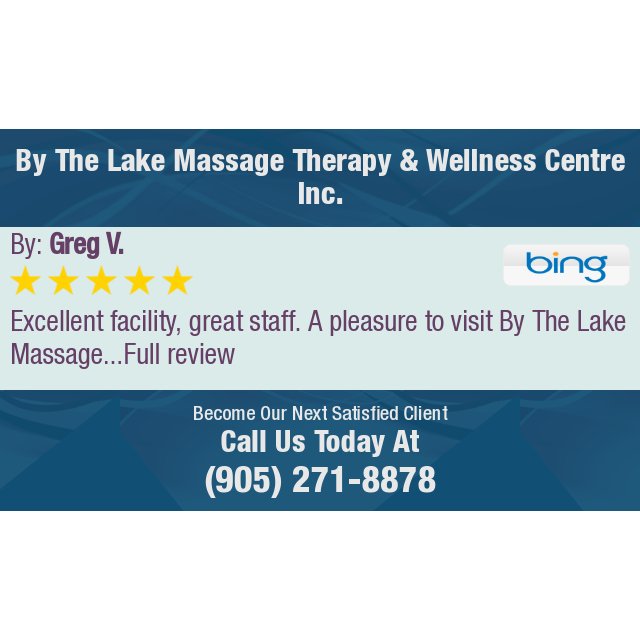 5 Star: Greg V. "Excellent facility, great staff. A pleasure to visit By The Lake Massage...Full review" binged.it/2N96jBN