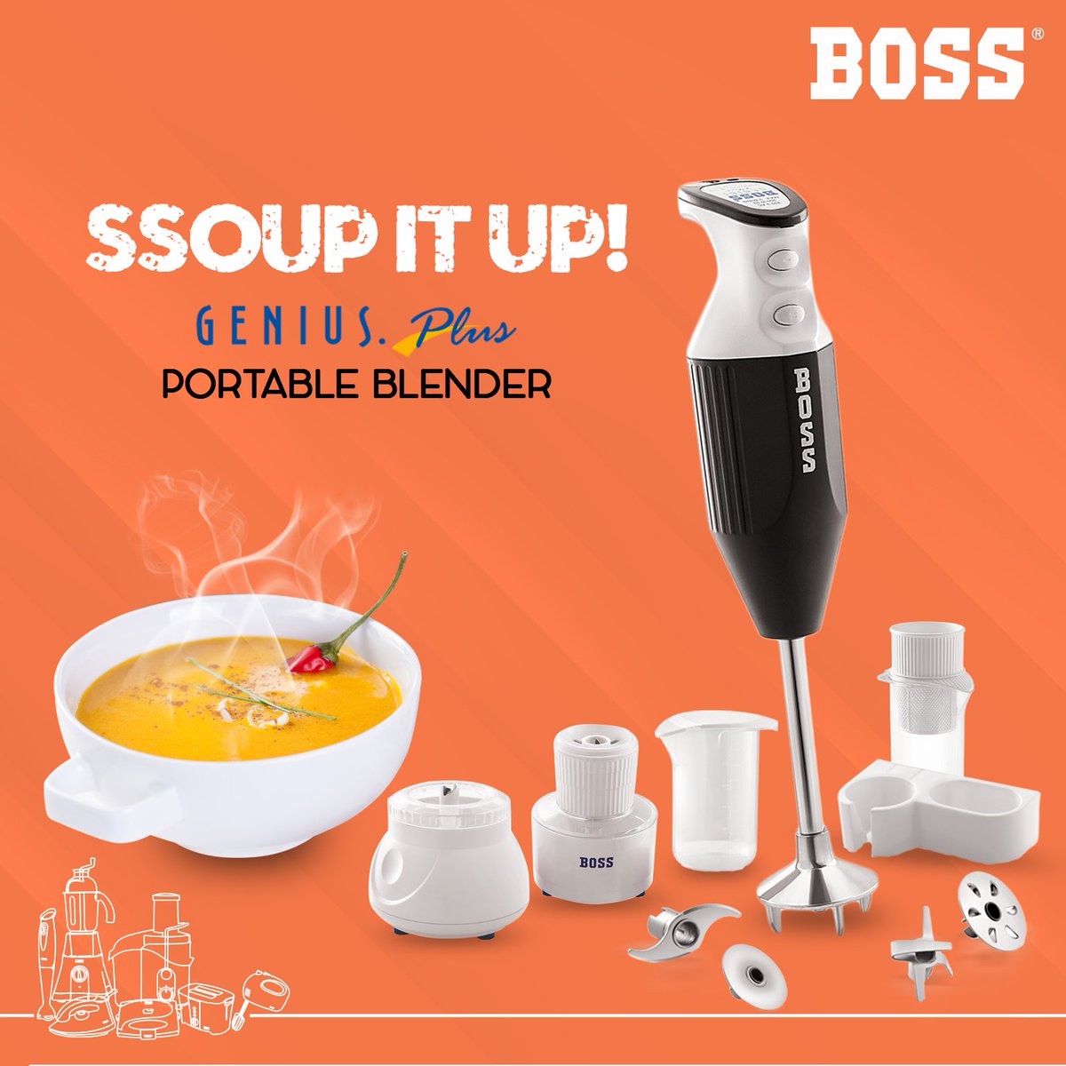 BOSS_Appliances's tweet photo. Treat your family with some creamy, thick and warm varieties of soups on a chilly rainy day with the help Boss Genius Plus Hand Blender.
Buy now : https://t.co/MoufltoTzk
#BOSSHomeAppliances #BOSS#PortableBlender#Blender#homeappliances #BossGeniusPlus #GeniusPlus #Handblender https://t.co/em4Kmzpna5