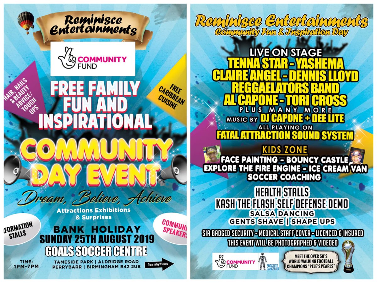DeeLite72's tweet photo. #bankholidaysunday @ Goals Soccer Centre Perry Barr #Birmingham free #familyfunday #livepas from @tennastar2 @YashemaMusic @claireangeleyes @dennislloyd0 & more
#communityfund
#bankholiday
#familyfun
#livemusic
#caribbeancuisine
#NationalLottery https://t.co/1B9SPR68i8