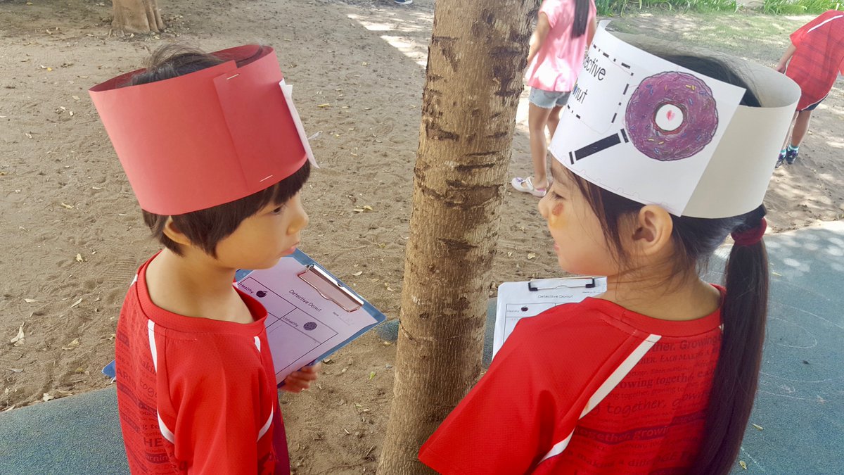 KellysPYPClass's tweet photo. Taking our job as 'Private Investigraders' VERY seriously @ISPPCambodia G1 #DetectiveDonuts were out in full force spotting #healthyeating #healthychoices in the playground today ~ integrating maths to collect data & using #thinkingroutine see-think-wonder to collate our findings https://t.co/9rckEeWMBv