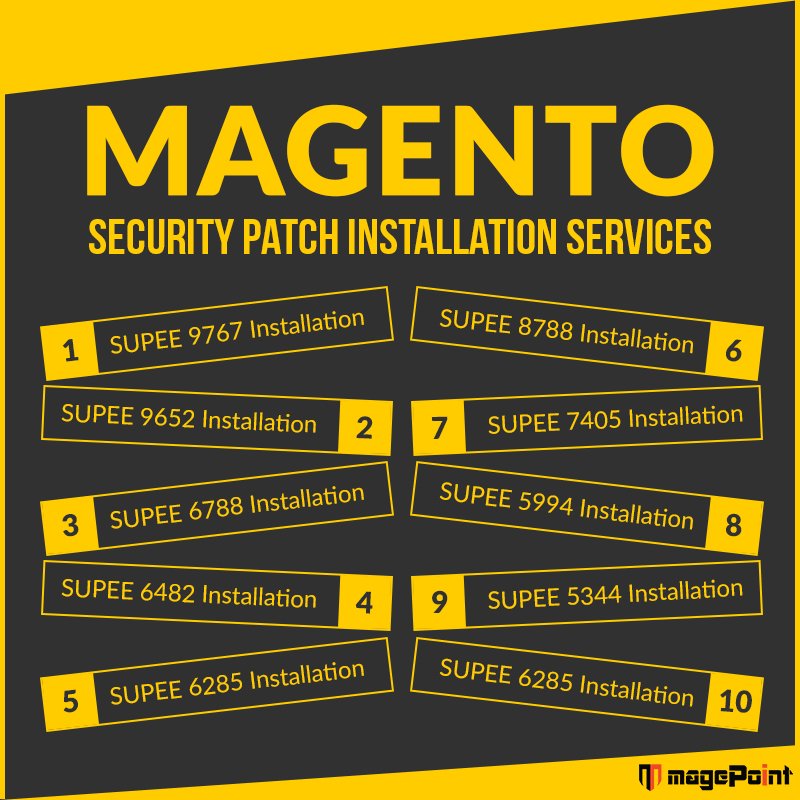 magepointcom's tweet photo. Risk-free #MagentoSecurityPatch installation service from magePoint. Our #MagentoSpecialists will apply security patches to your store. Contact Us: https://t.co/aE0sXISa9B #MagentoSecurity #magentoDevelopers #magePoint https://t.co/i9wUXlpEx5