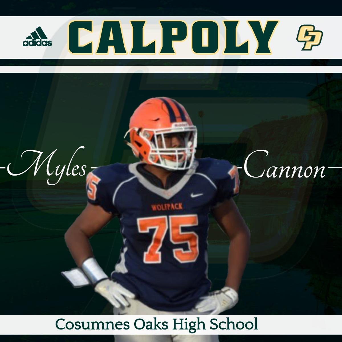 Myles Cannon (@mcannon_20) on Twitter photo I am proud to say I have received my 2nd Division 1 offer from <a href="/calpolyfootball/">Cal Poly Football</a> thank you <a href="/timwalshcp/">Tim Walsh</a> <a href="/CoachGraves_QB/">Dano Graves</a> and @coachJJCalPoly for giving me this opportunity, I am truly blessed <a href="/abettencourt15/">Andrew Bettencourt</a> <a href="/DBSelect/">DB Select</a> <a href="/COWolfpackFB/">Cosumnes Oaks FB</a> I am proud to say I have received my 2nd Division 1 offer from <a href="/calpolyfootball/">Cal Poly Football</a> thank you <a href="/timwalshcp/">Tim Walsh</a> <a href="/CoachGraves_QB/">Dano Graves</a> and @coachJJCalPoly for giving me this opportunity, I am truly blessed <a href="/abettencourt15/">Andrew Bettencourt</a> <a href="/DBSelect/">DB Select</a> <a href="/COWolfpackFB/">Cosumnes Oaks FB</a>
