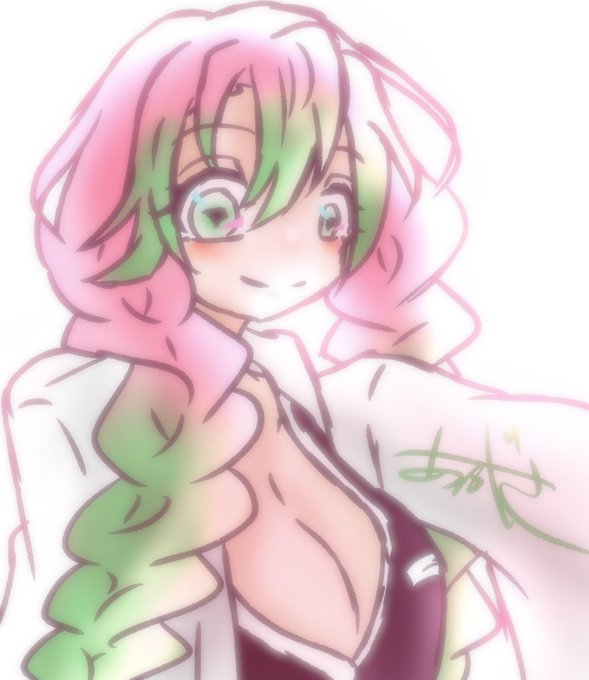 あがさ(低浮上)さんがTwitterに投稿した甘露寺蜜璃(鬼滅の刃)のイラスト。