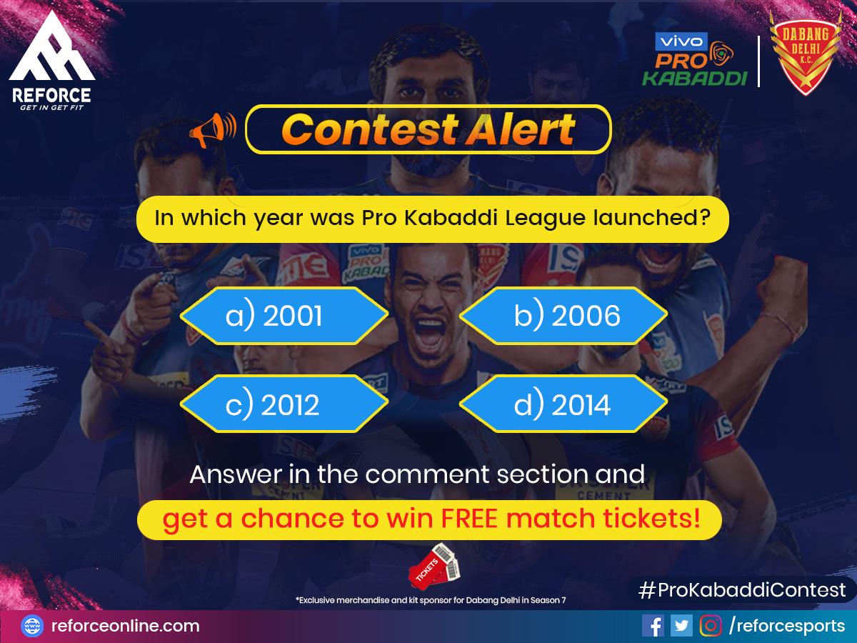 ReforceSports's tweet photo. Here's your chance of winning a FREE ticket for matches of @DabangDelhiKC held on 24th and 25th August, 2019.
Just answer the question, it's that easy! Participate NOW!
RULES:
https://t.co/2cYAunOfIC
#Reforce #DabangDelhi #ProKabaddiLeague2019 #Contest #ContestAlert https://t.co/nMnRwAQMeS