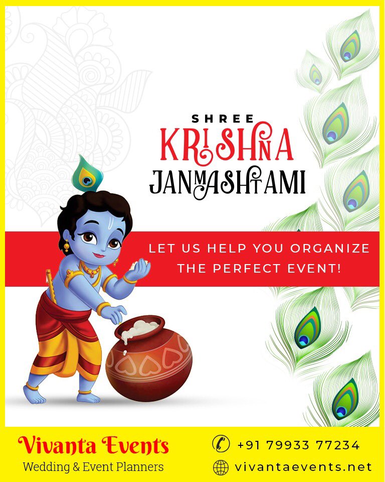 VivantaEvents's tweet photo. Happy Krishna Janmashtami 💐

#weddings #eventplanners #KrishnaJanmashtami #HappyJanmashtami #LordKrishna #Janmashtami https://t.co/QKPGUFLXhV