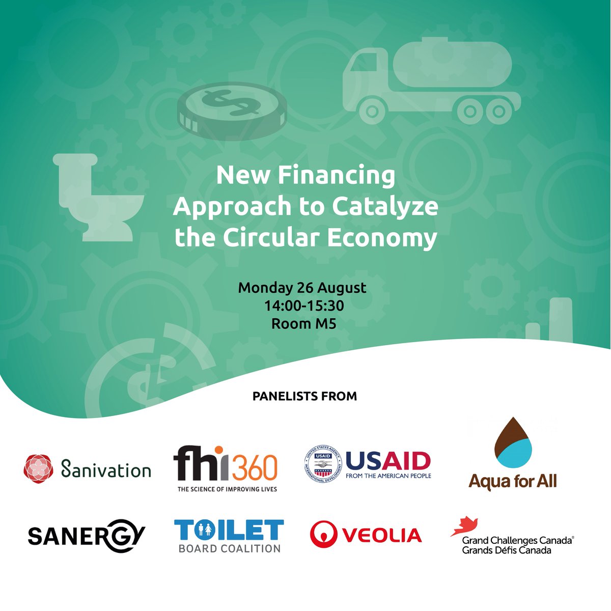 From waste to resource. Join us on Monday at 14:00 in Room M5 to hear how we’re exploring new financing approaches to catalyze the circular economy.#WWWeek <a href="/fhi360/">FHI 360</a> <a href="/USAID/">USAID</a> <a href="/AquaforAll/">Aqua for All</a> @Sanergy <a href="/Veolia/">Veolia</a> <a href="/gchallenges/">Grand Challenges Canada</a> <a href="/TheToiletBoard/">Toilet Board Coalition</a>