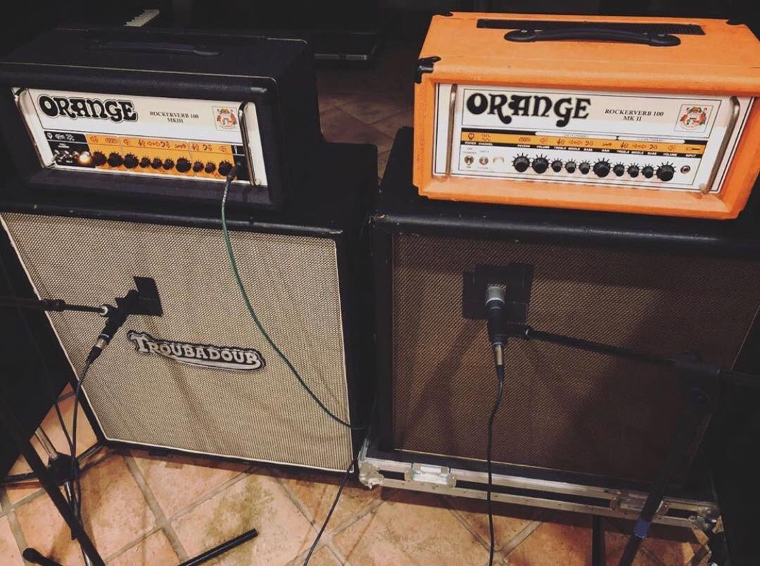 The wall of DOOM ⚡️🍊⚡️
・・・
Reamping part 2. photo by @parasitk #qaalm #guitar #doommetal #studio #recording #doom #guitars #inthestudio #postrock #funeraldoom #sabbathworship #blackdoom #troubadourcabs @OrangeAmps @darkvisionmedia