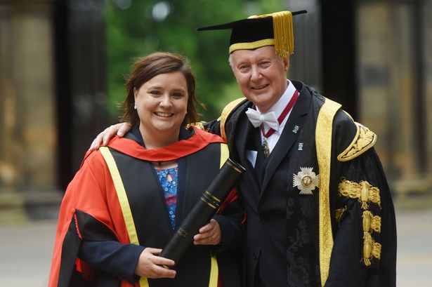 scarfreeworld's tweet photo. 2/3 Professor Ken Calman in 2001 pioneered our first research strategy as our founding Chairman of Research, pictured here with comedian daughter @SusanCalman (image: Media Scotland) #burnsresearch #cleftresearch https://t.co/ItC7kk251Z