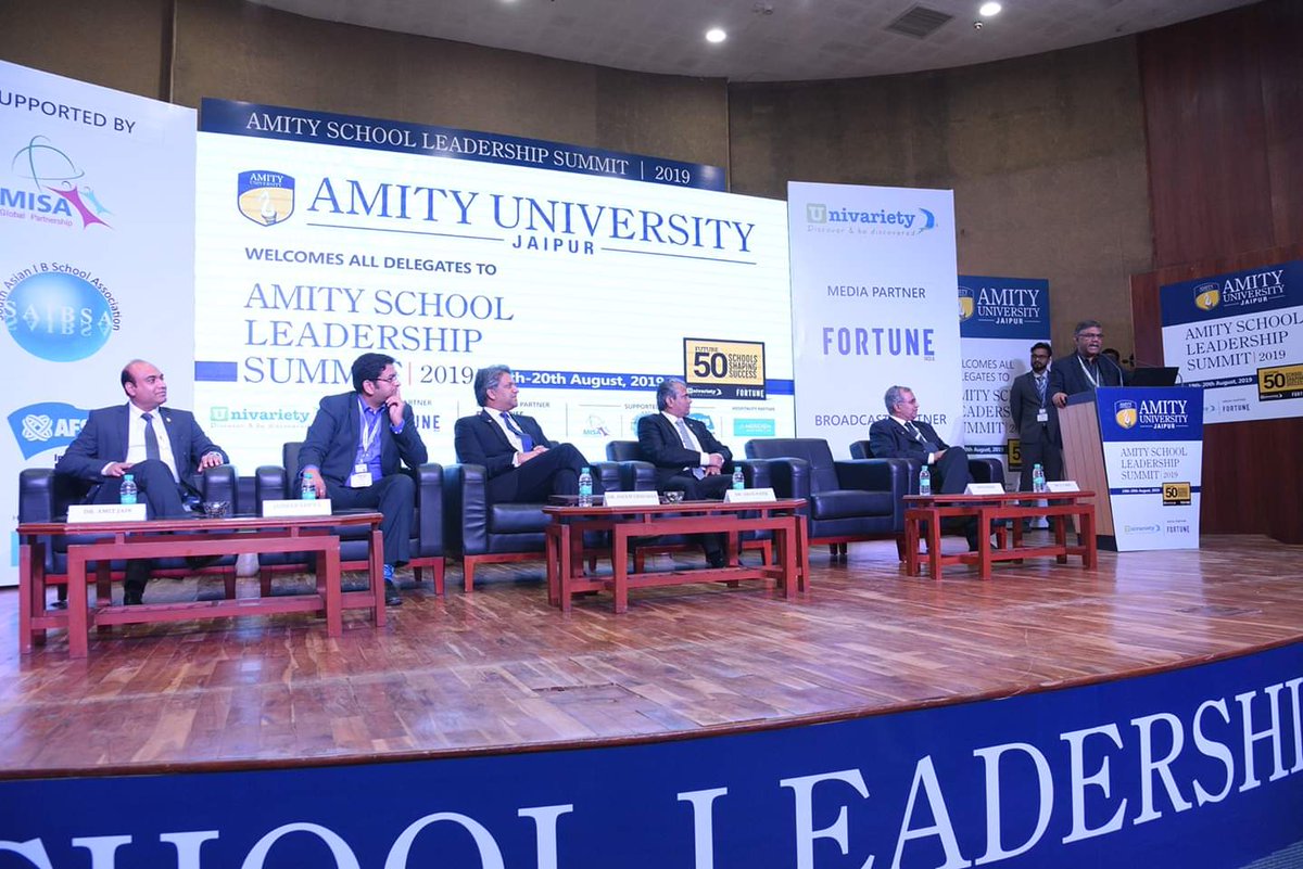 Future50Schools's tweet photo. A successful end of the Leadership Summit with Dr. @aseem_chauhan Chancellor @AmityUni delivering the Closing Keynote Address at #AmitySchoolLeadershipSummit

@AmityUniJaipur @FortuneIndia
@Univariety

#ASLS2019 #FFS2019  #Future50LeadersShapingSuccess #Future50Leaders https://t.co/sTbd1fZypn