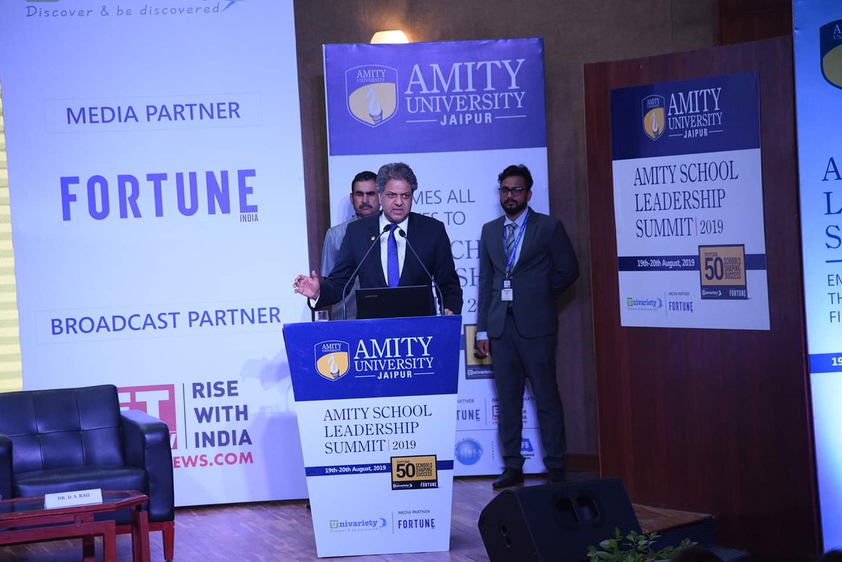 Future50Schools's tweet photo. A successful end of the Leadership Summit with Dr. @aseem_chauhan Chancellor @AmityUni delivering the Closing Keynote Address at #AmitySchoolLeadershipSummit

@AmityUniJaipur @FortuneIndia
@Univariety

#ASLS2019 #FFS2019  #Future50LeadersShapingSuccess #Future50Leaders https://t.co/sTbd1fZypn