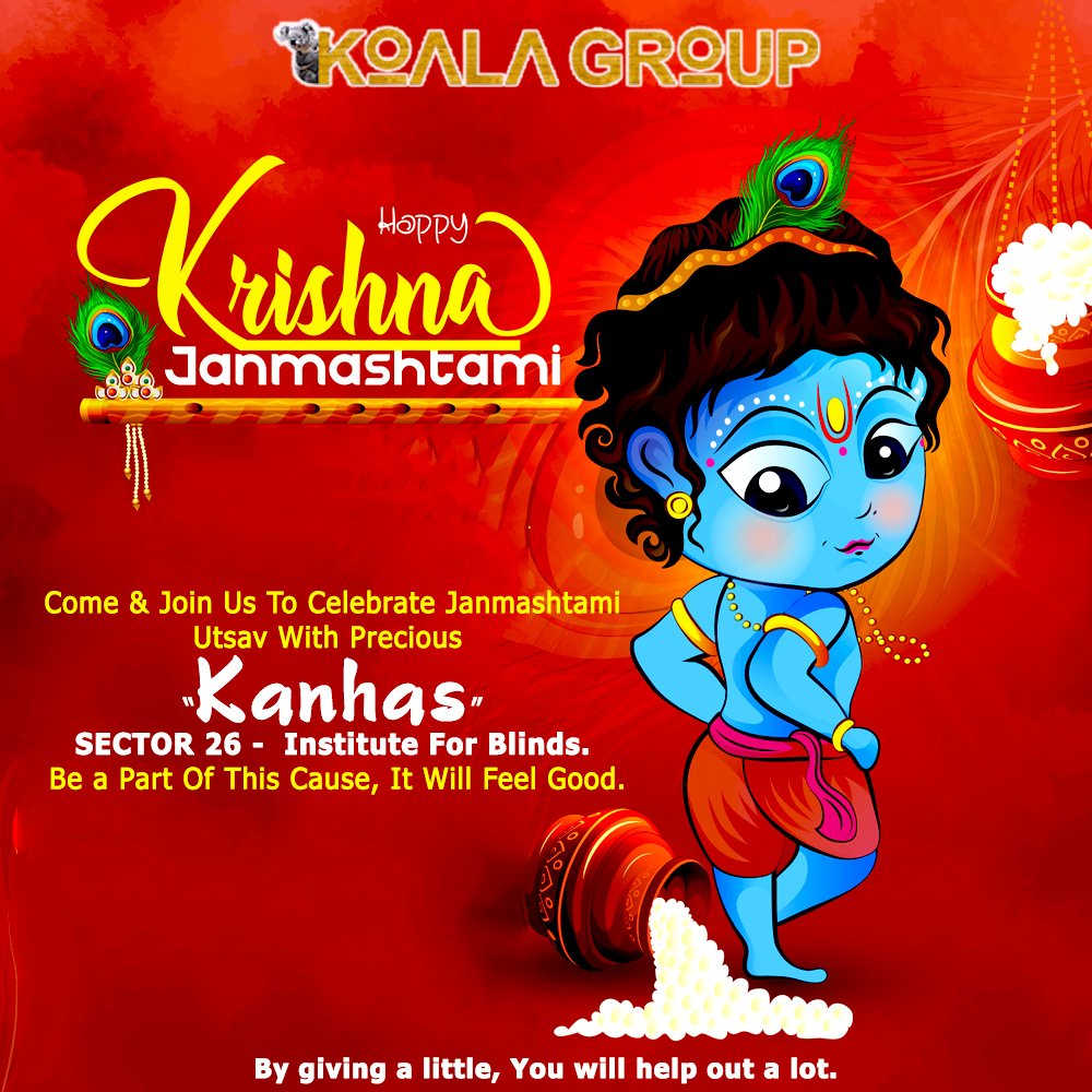 mcmasterschd's tweet image. ******JOIN US FOR A GOOD CAUSE******
***By giving a little, you will help out a lot***
Koala Group has organized an "Donation Event" to celebrate Lord Krishna’s Birthday with all the PRECIOUS KANHAS in Institute Of Blinds Of sector 26-Chandigarh.