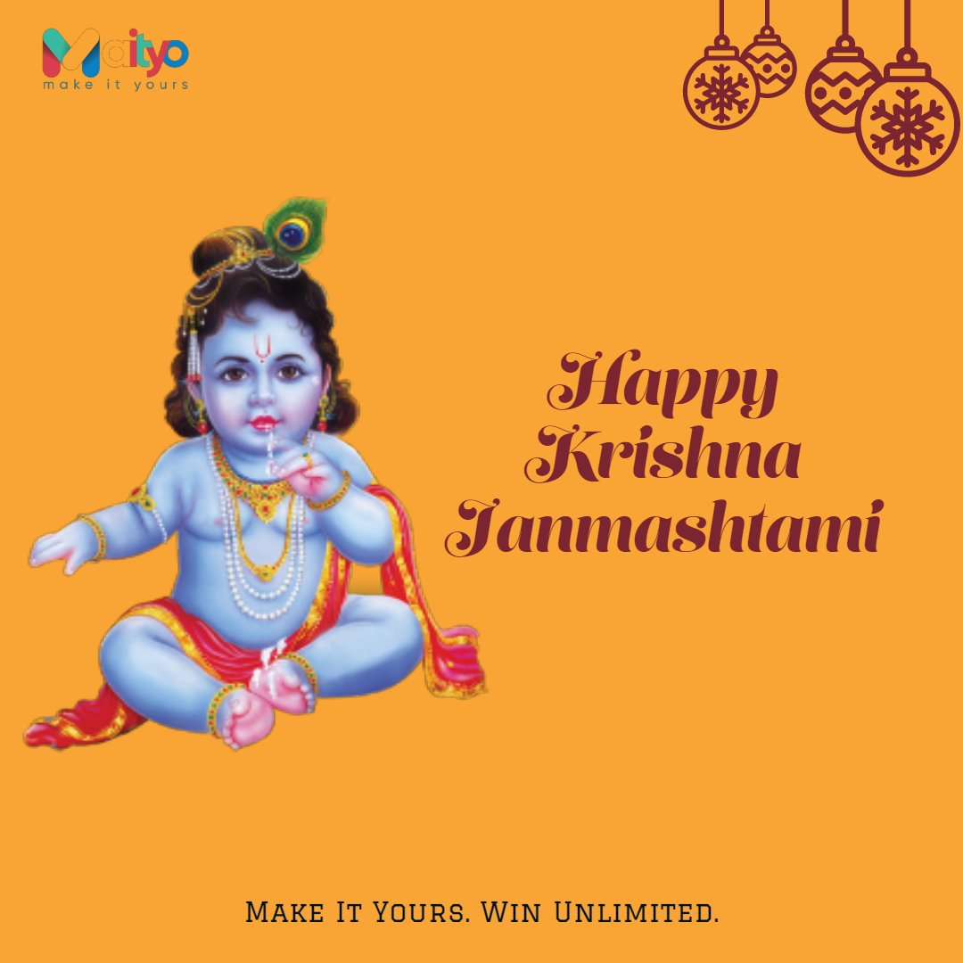 MaityoLive's tweet photo. On this Janmashtami, may Lord Krishna fill your home with lots of #happiness and #joy. Happy Janmashtami to you and your loved ones!

#HappyJanmashtami #HappyKrishnaJanmashtami #KrishnaJanmashtami #Janmashtami #जन्माष्टमी #MakeItYours #WinUnlimited https://t.co/jA4AA9VP1r