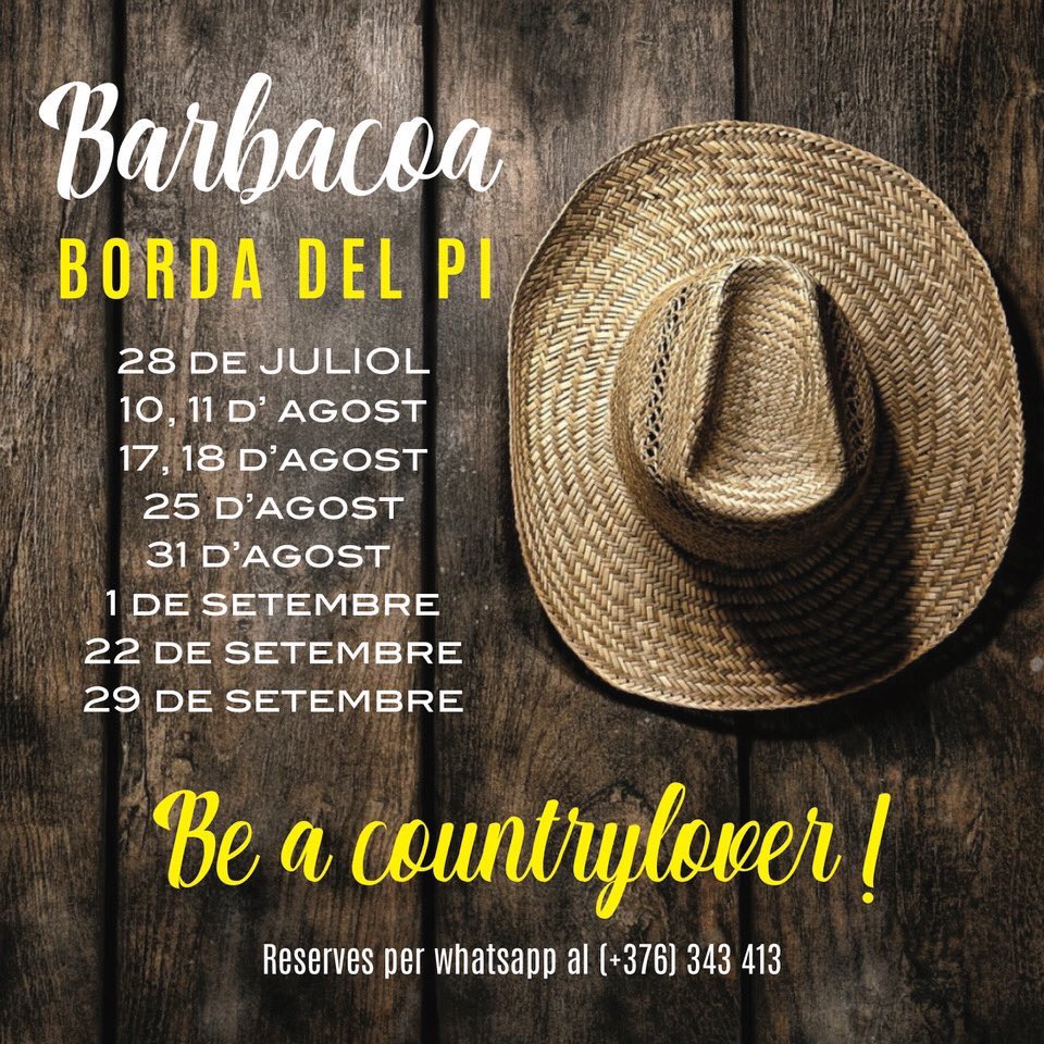 bordapi's tweet image. Súper #plans per aquest cap de setmana a la @bordapi 24/8 i 25/8 #BBQ i 25/8 #kundalini #ioga i #brunch saludable. Reserves al (+376) 343 413