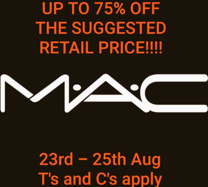 That's up to 75% OFF the retail price! 
Valid from 23rd - 25th Aug 2019
Make your way down to The Cosmetics Company Store Outlet. 
At <a href="/Access_ParkCPT/">Access Park CPT</a> @AccessParkKenilworth.