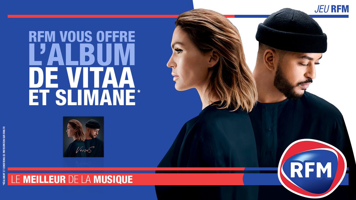 🎁 [#Concours] 🎤 <a href="/VITAA/">V I T A A</a> et <a href="/Slimaneoff/">Slimane</a> ont enfin dévoilé leur album commun #VersuS! #PetitBijou 💿 

A cette occasion, #RFM vous l'offre! 🤩

✔️ Il suffit de RT &amp; FOLLOW <a href="/RFMFrance/">RFM France</a> ! 🍀 #MeilleurDeLaMusique

🕛 Fin du jeu le 24.08 à 23h59 (Dans la limite des lots disponibles)
