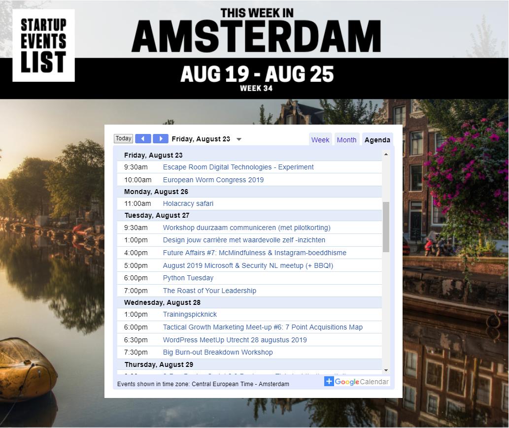 Startup Events List - Amsterdam tweet media