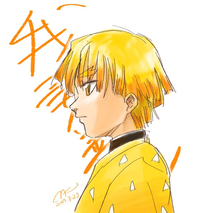 なくさんがTwitterに投稿した我妻善逸(鬼滅の刃)のイラスト。