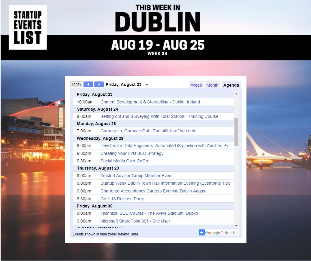 Friday's startup and tech events coming up in Dublin. Get invites at startupeventslist.com/dublin

#Dublin #Ireland #startups #tech