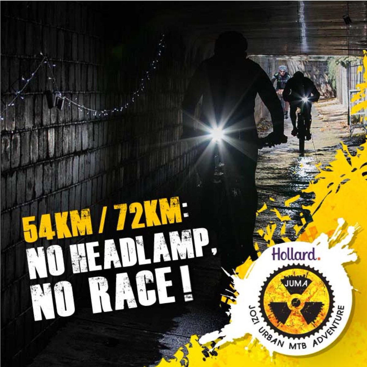 No headlamp, no race! Because safety first.
All riders participating in the 54 km &amp; 72 km Punisher #HollardJUMA2019 race have to wear a head lamp.