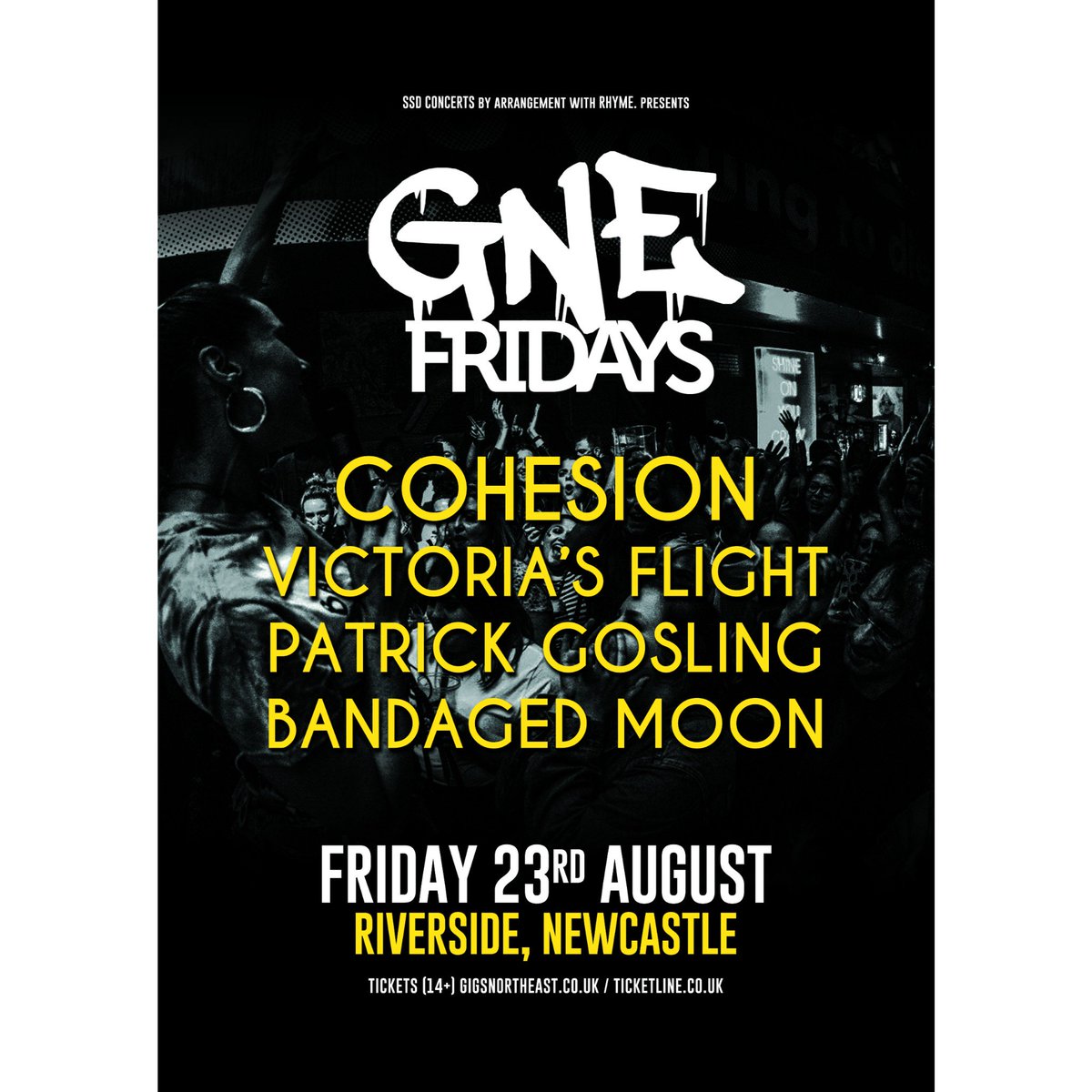 Tix are only £2 for the <a href="/rhyme_NE/">rhyme.</a> gig tonight at <a href="/RiversideNewc/">Riverside Newcastle</a> 🤯 it all kicks off at 7pm, see you there! x