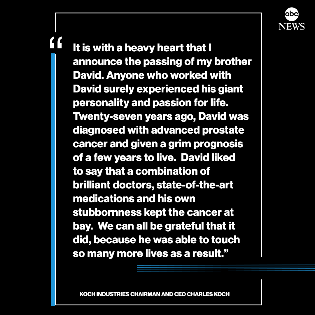 Abc News On Twitter While We Mourn The Loss Of Our Hero We Remember His Iconic Laughter Insatiable Curiosity And Gentle Heart Julia Koch Pays Tribute To Her Husband Billionaire Conservative Figure