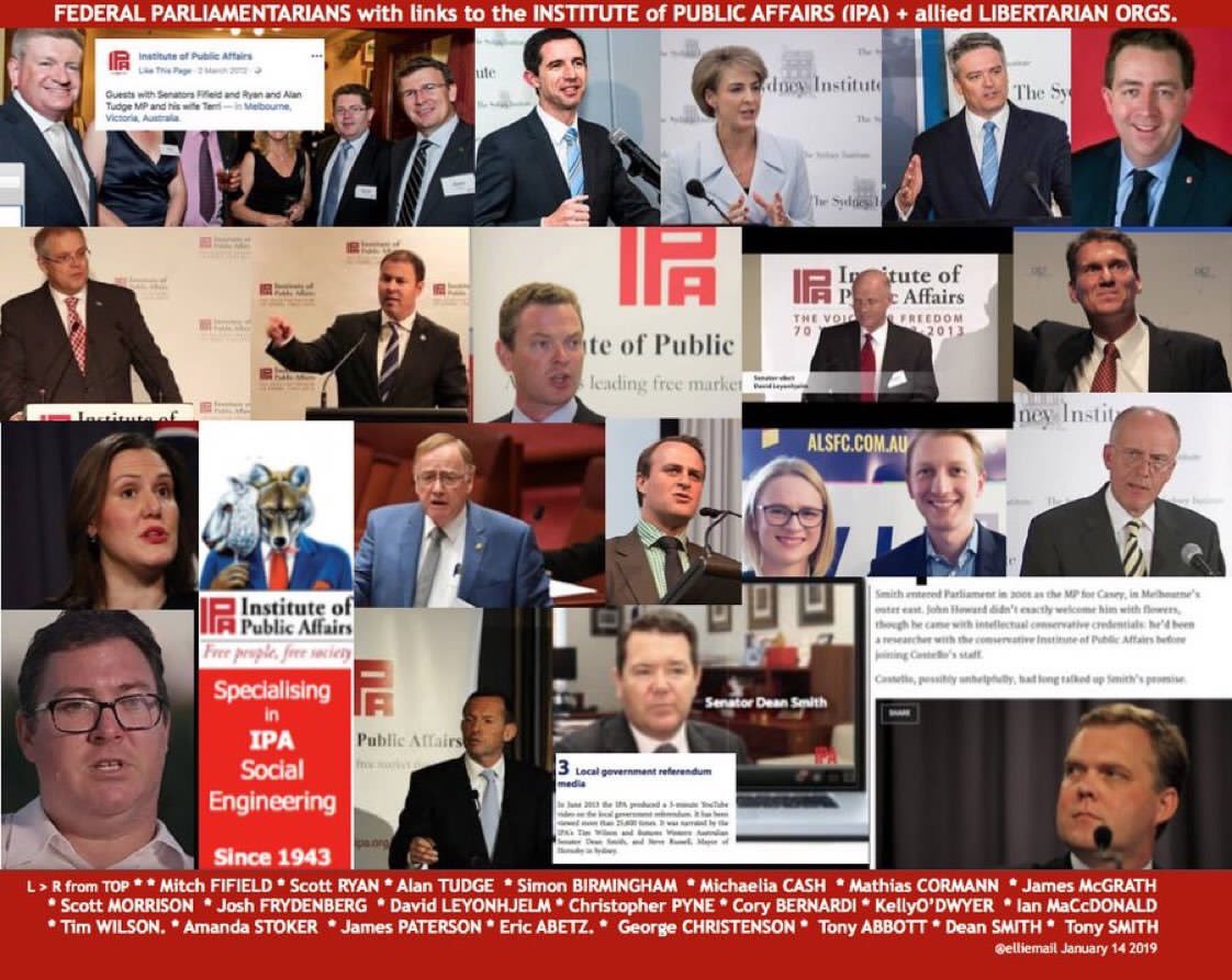 elliemail's tweet photo. H O W😩G O O D is @TheIPA⁉️
(Institute of Public Affairs)
⚠️They have FEWER than 5k MEMBERS YET dictate #LNP Policies > 💯 MANIFESTO
With over 20 x IPA LINKED Parliamentarians.
🔴They DO NOT REPRESENT the majority of Australians❗️
🔴INQUIRY a MUST⚡️
⚠️#IPAexposed 🔴#Auspol https://t.co/EQTKIeipmB
