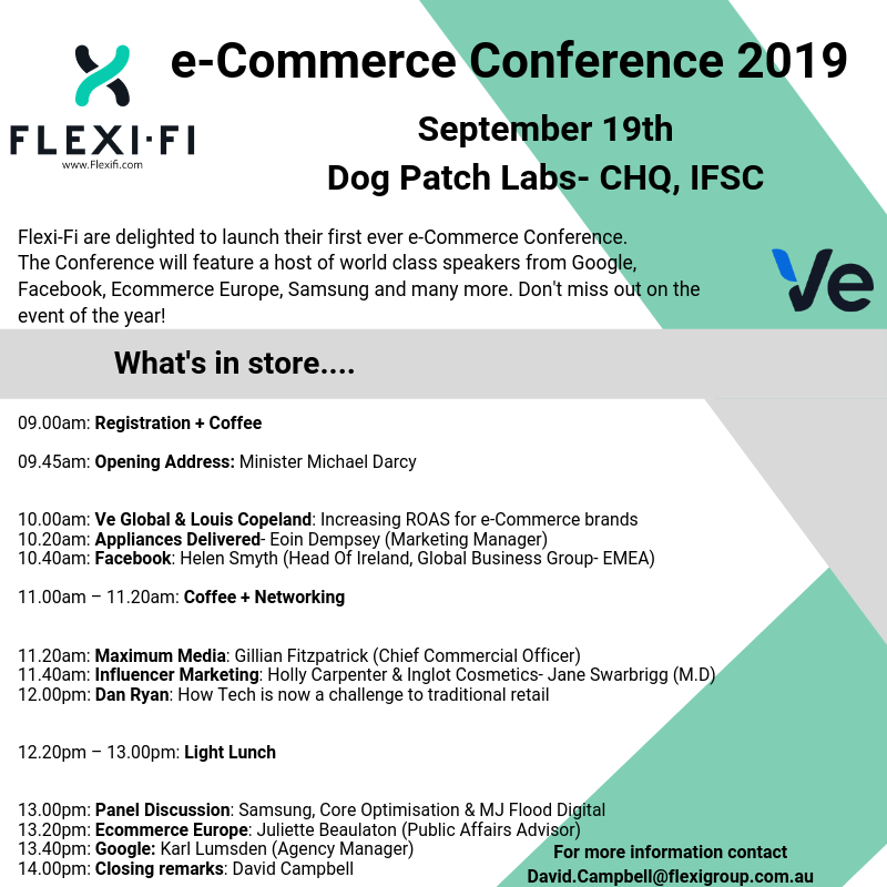 shophummie's tweet photo. We are so excited to launch our first ever e-Commerce Conference on 19th September in Dog Patch Labs. 
#FlexiFi #JoinTheSolution #IrelandsLatestWayToPay https://t.co/xRHeHh4Pcz