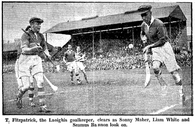 A photo from the Irish Press of the <a href="/CLGLaois/">Laois GAA</a> goalkeeper in the 1949 All Ireland hurling final against Tipperary.

Both Tim Fitzpatrick &amp; Liam White hurled for Kilcotton (<a href="/BorrisKilcotton/">Borris in Ossory Kilcotton Gaa</a>). It was Fitzpatrick's 19th SHC appearance and White's 4th.