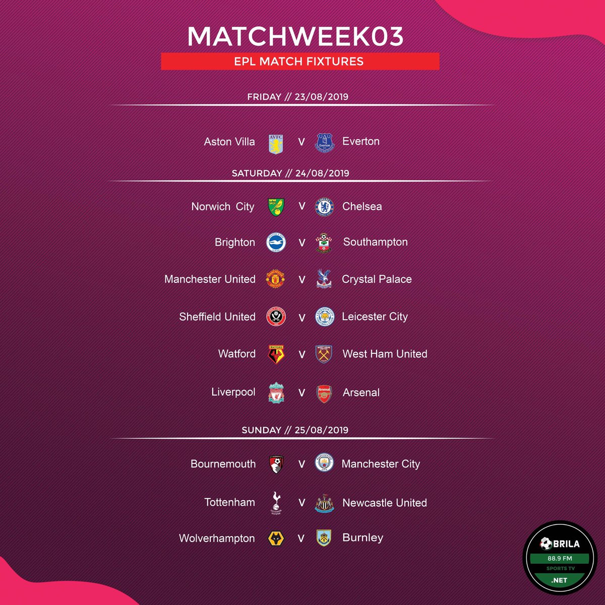 Brilamedia's tweet photo. Which team will be top of the Table after #MD3??

#brilafm #brilasports #waveurbanner #epl https://t.co/ZCR6AEaxBG