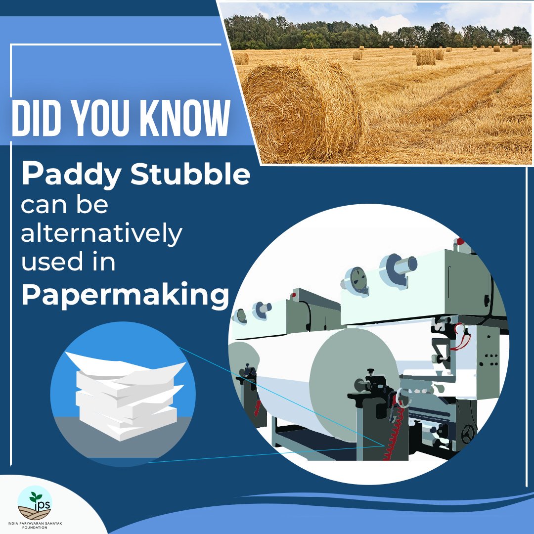 IPS_Foundation's tweet image. #PaddyStubble can be recycled into paper &amp;amp; products such as packaging goods, boxes etc. And don't adversely affect the environment.#DidYouKnow
#IPSFoundation #StopStubbleBurning #StubbleBurning #Agriculture #Farmer #AgricultureLife #AgricultureIndia #Punjab #AirPollution #Recycle