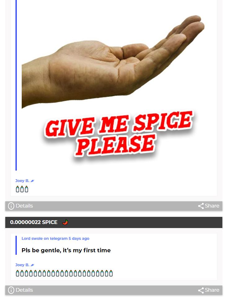 Spicetoshi's tweet photo. Spicefeed now has a "Milk" list for the "not so spicy" content. π
https://t.co/UsiS1PfIpt
#ItMustFlow https://t.co/fFM9P5Ig3N