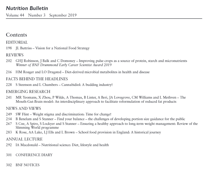 September's Nutrition Bulletin is hot off the press 🔥

#NationalFoodStrategy
#Biofortification
#CBD #Cannabidiol 
#WeightStigma
#Microbiome 
#Reformulation
#SchoolFood

And much more:
onlinelibrary.wiley.com/doi/10.1111/nb…
