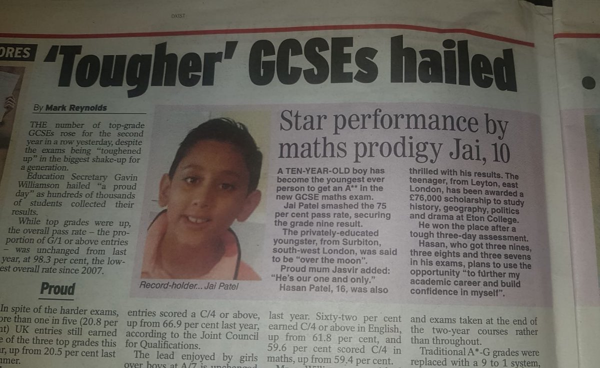 JassiTickTocks's tweet photo. Jai is honoured to be in the #DailyExpress #NationalNewspaper! He is no doubt a highly #gifted #mathematician but if u know him, u know he is #humble ❤ I'm so honoured to be this beautiful boy's mum & tutor ❤
#childgenius #mathematics #mathsprodigy #GCSE9 @SurbitonHigh https://t.co/OLCfGPJhSU