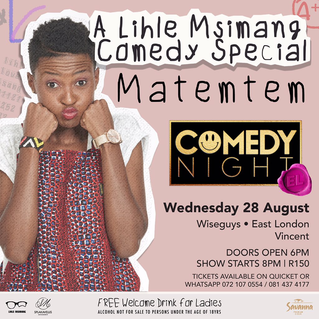 ComedyNight_EC's tweet photo. ICYMI: our feature in today’s @Dispatch_DD on our First One Woman Show with LIHLE MSIMANG talking all things ‘Matemtem’ happening next Wed 28 Aug.

Seating space is limited so make sure you book your tickets now on Quicket or WhatsApp 0721070554. https://t.co/w3RDTxrmX8