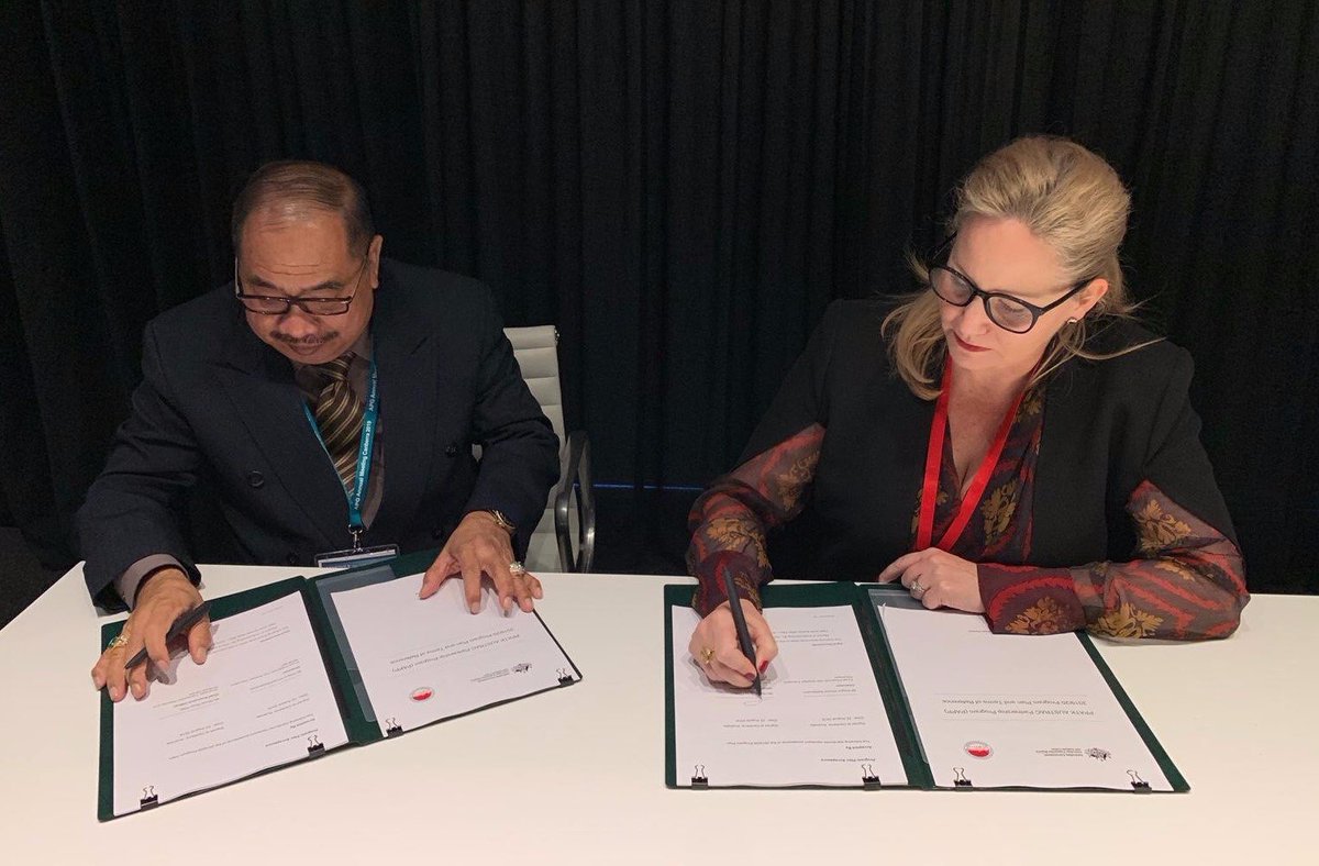 AUSTRAC's tweet photo. AUSTRAC CEO Nicole Rose PSM and @PPATK Chairman Kiagus Ahmad Badaruddin yesterday signed the PPATK-AUSTRAC Partnership Program 2019/20 Program Plan at the #APGML, further strengthening the relationship between the Australian and Indonesian agencies. https://t.co/Cm3qkCswXo