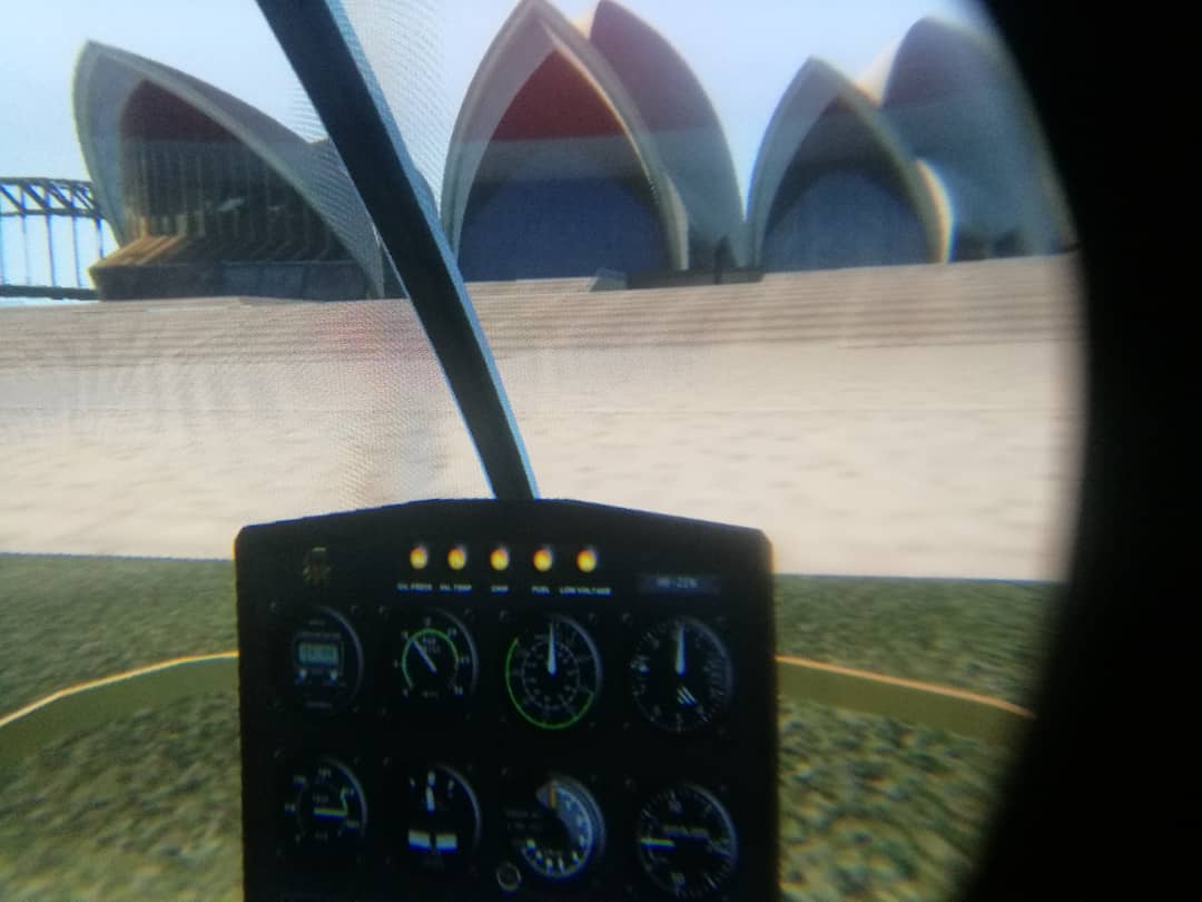 xenonwolf's tweet photo. Can't really do it justice through the VR glasses but this was the view landing behind the Sydney Opera House in the Hughes 300 then taking off again 😎

@XPlaneOfficial
#vr 
#flightinstructorlife 
#pilotlife 
#avgeek 
#aviator 
#aviation 
#flightsimulator https://t.co/IKZZROxP9B