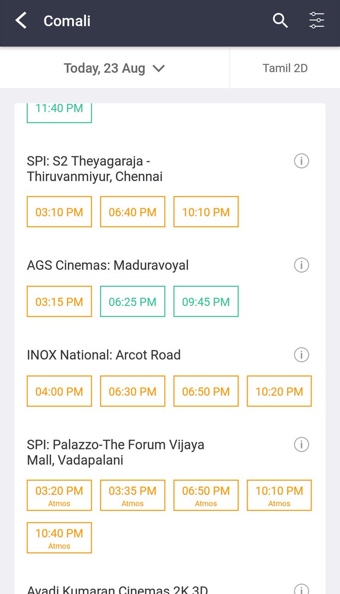 Saran_ajil's tweet photo. #Comali 2nd Week Houseful shows in #Chennai city theatres #GkCinemas #Luxe #INOX #SPI #PVRMall & More 👇
#ComaliBB2ndWeek
Thalaivaa @actor_jayamravi Vera level response 2nd week 💥
All theatres #Comali moves Main screen 🔥
@pradeeponelife @VelsFilmIntl @SakthiFilmFctry https://t.co/Wo3GKHOwR5