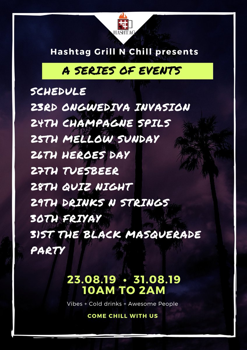 HashTagGrillnCh's tweet photo. Here is our schedule for the week, starting today. If you are in the north, look no further.. #ItsASpringThing https://t.co/7kZN0UXw7V