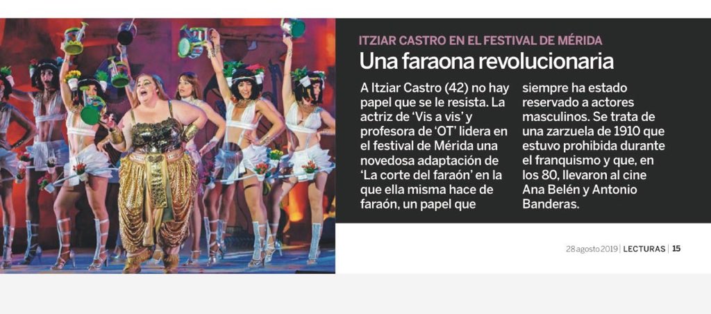 traplikedave's tweet photo. Y siguen llegando #críticas de #lacortedeLfaraón en el @Festival_Merida gracias @Lecturas por vuestras preciosas palabras! Mis #regaderas y yo estamos muy contentas de ese #fotón @CeliaFreijeiro @LaLeonInes @NoeliaMarlo @Tamiaaudrey @patriarizmendi #merida65 #tbt https://t.co/ruLtD6ZNjL