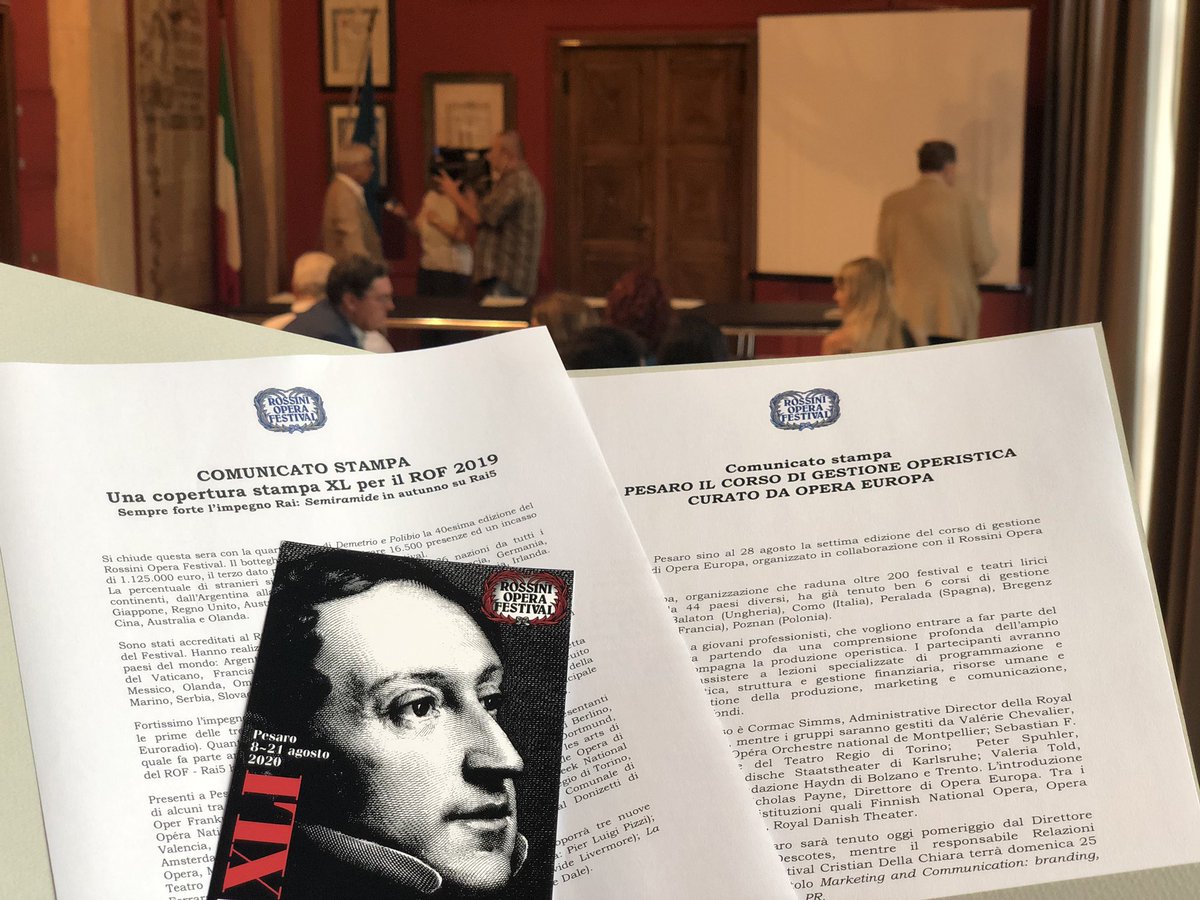 Rof_Pesaro's tweet photo. Right now press conference on #ROFXL conclusion and the beginning of @Operaeuropa management course in Pesaro. @secretarius_ps #ErnestoPalacio #NicholasPayne will speak https://t.co/cqHGVqe8cv