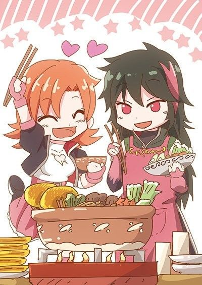 Don't mind them - it's just the cute couple eating food together ^v^