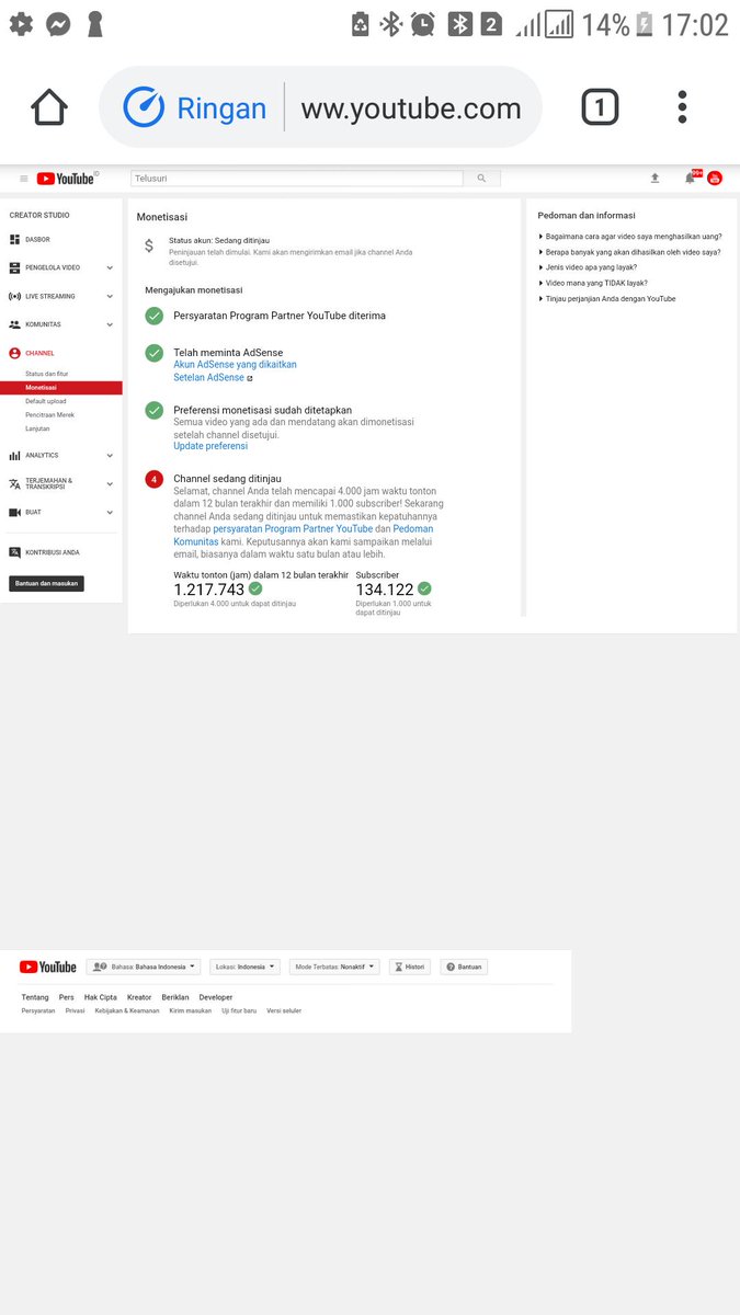 Hello team YouTube we wish a happy. me as a content creator and have an account YouTube that has a subscriber over 130k and showtimes 1.217.743 was in a review. but the peninjauannya already a very long reach 3 months. please help and in return. this URL yotube I https://www.youtube.com/c/youtubehartono89
