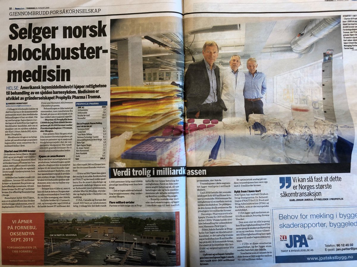 Gratulerer til Prophylix. Norsk forskning blir verdifull. Et bevis på at FORNY progr til <a href="/forskningsradet/">Norges forskningsråd</a> skaper muligheter som lar seg vokse videre med @siva_sf sitt inkubatorprogr og såkornfond fra <a href="/InnovasjonNorge/">Innovasjon Norge</a>. Vi må gjøre mer av dette <a href="/AKFahlvik/">Anne Kjersti Fahlvik</a> <a href="/AnneHusebekk/">Anne Husebekk</a> <a href="/eifo/">Eirik Fosse</a>