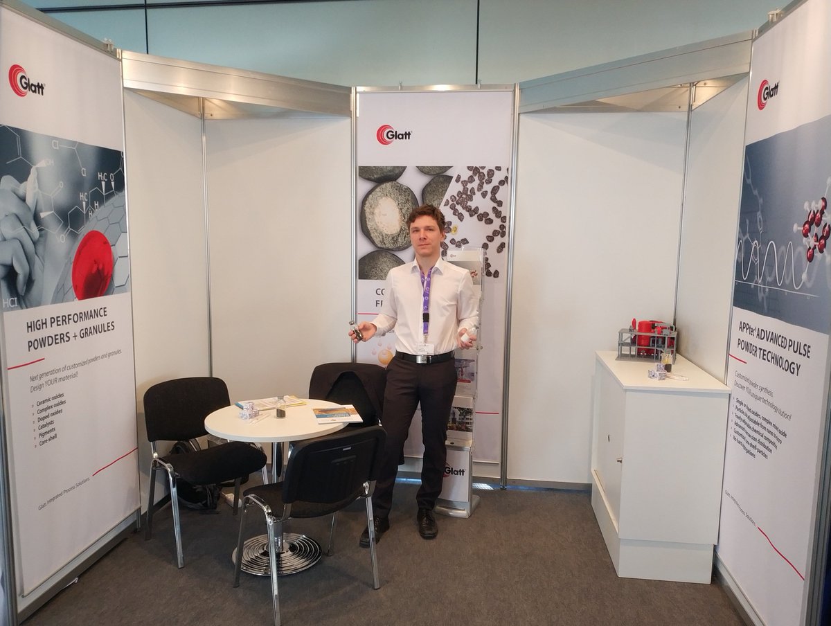 glatt_group's tweet image. We hope you enjoyed Dr Jaehnerts lecture at EuropaCat 2019. Do you want to get more information on Glatt Powder Synthesis? Stop by our booth A13! #PowderSynthesis #catalyticmaterials #spraypyrolysis #EuropaCat