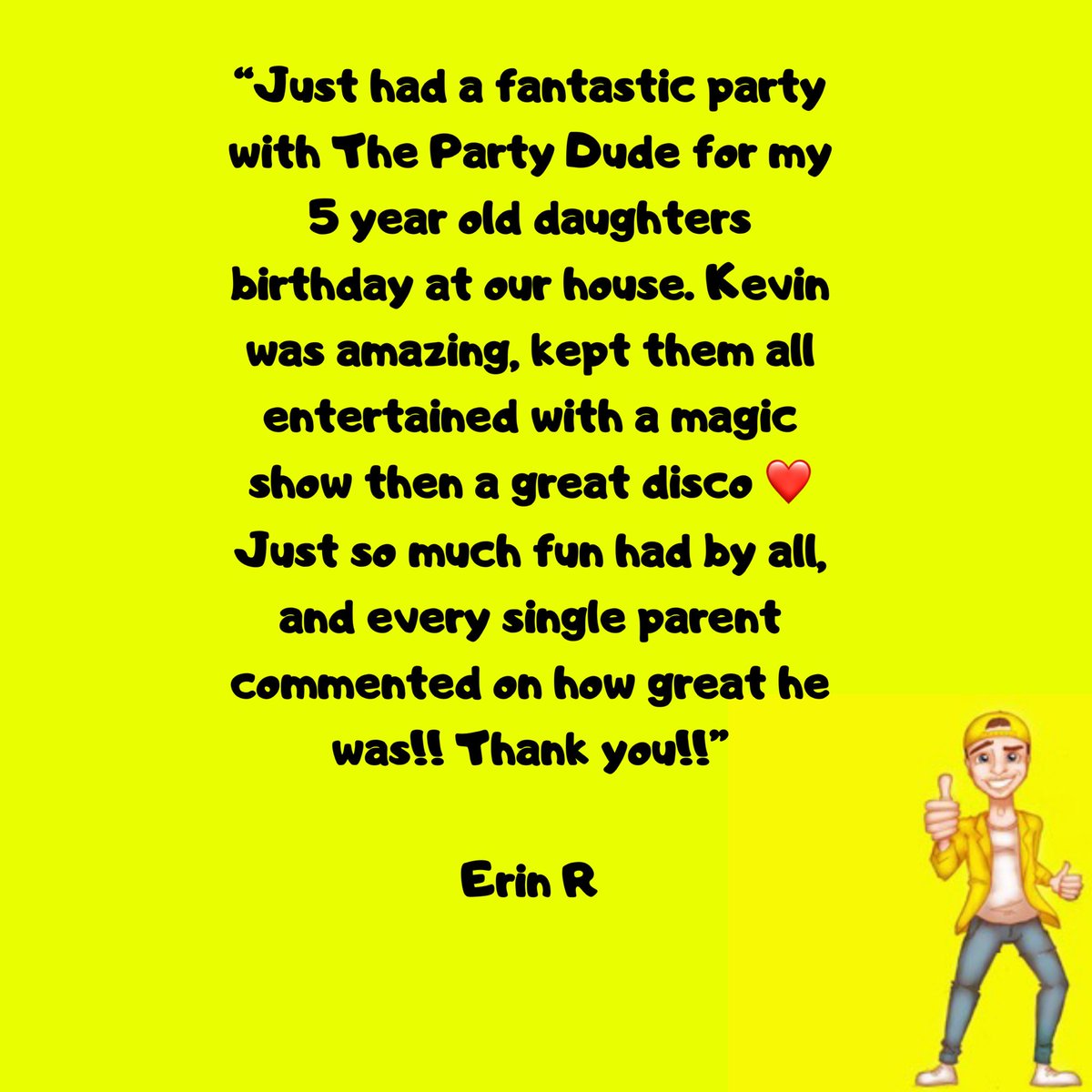 partydudeparty's tweet photo. #feedbackfriday Wonderful review after a 5th birthday party! https://t.co/abWorBkvHg
