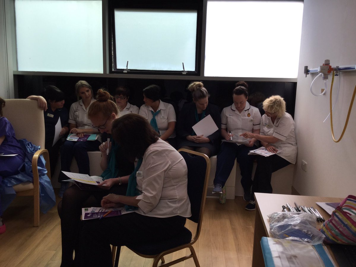 amcwhinnie2's tweet photo. Last session of the day with the staff at Ross Hall Hospital, 70 staff in total from all depts within the hospital have been registered as Dementia Friends #thankyou #wearyourbadgewithpride @BMIHealthcare @alzscot @HenryAlzScot @thatjanbeattie  #dementiafriendlyenvironment https://t.co/1kzLFjjmff