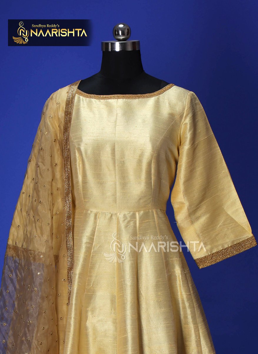 naarishta's tweet photo. It is right time to re-define your Rich Classy #Royal look by slipping into this Golden Pure Raw Silk #Anarkali Dress with Embroidered #Organzadupatta from #Naarishta exclusively designed with utmost love &amp; care. 
#Organza
For more: https://t.co/BSx6qGGYMk https://t.co/bmjkyV40Qi