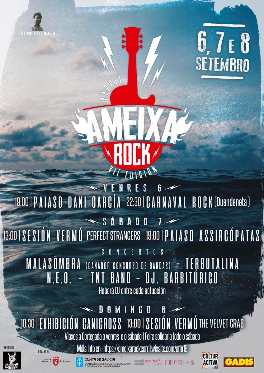 Estamos ya en la cuenta atrás para el Ameixa Rock!!! El 7 de septiembre nos volvemos a ver las caras, junto con los grandísimos Terbutalina, Malasömbra y TNTband. El #ObjetoCercanoALaTierra se aproxima a la ría de #Arousa! 🤘🤘🤘